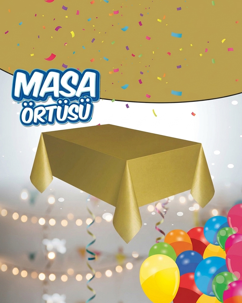 196 Düz Masa Örtüsü Altın - Görsel 1