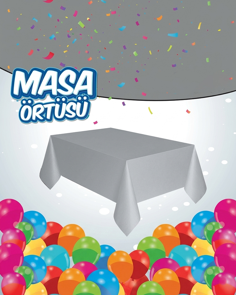 198 Düz Masa Örtüsü Gümüş - Görsel 1
