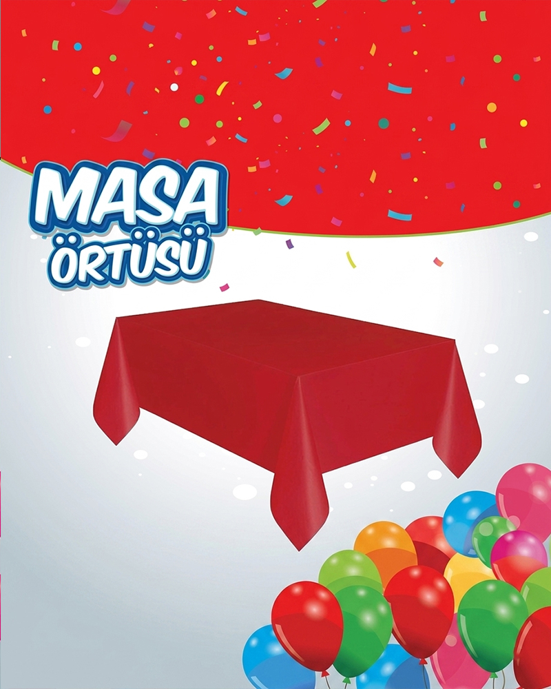 199 Düz Masa Örtüsü Kırmızı - Görsel 1