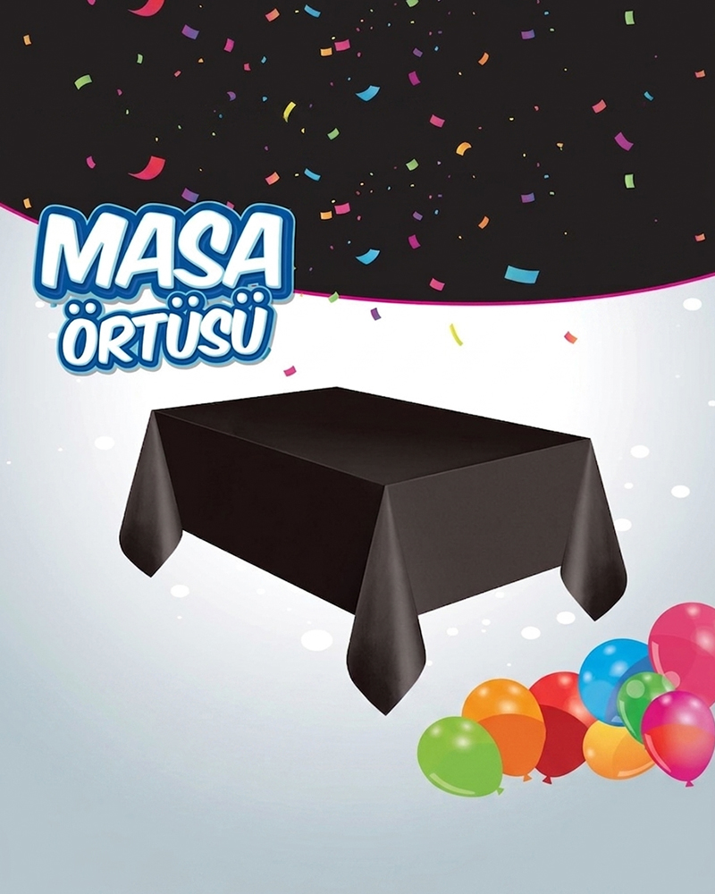 204 Düz Masa Örtüsü Siyah - Görsel 1