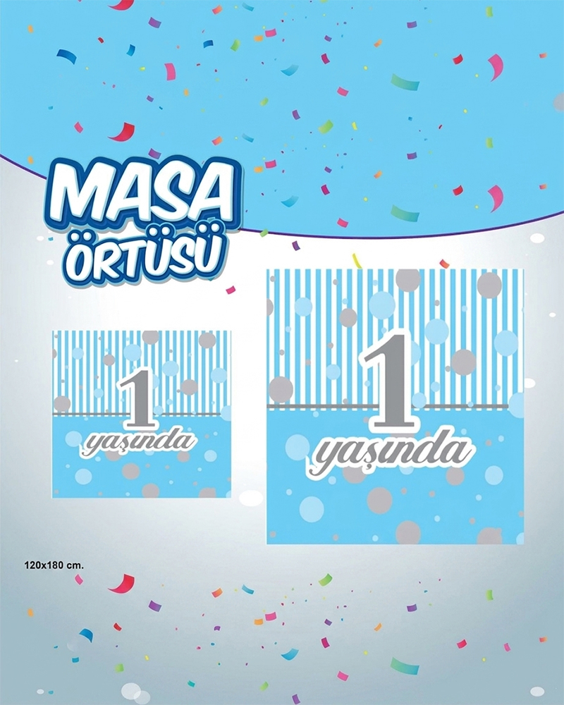 208 Baskılı Masa Örtüsü 1 Yaş Mavi - Görsel 1