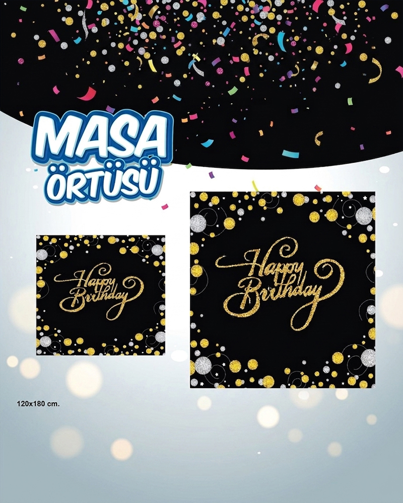 217 Baskılı Masa Örtüsü Happy - Görsel 1