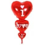 3 Lü Kalp I Love You Kırmızı Folyo Balon