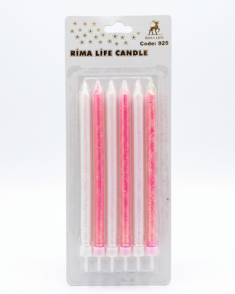 366 Rima Life Candle Pembe Beyaz Simli Doğum Günü Mumu 925 - Görsel 1