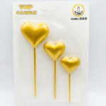 Top Candle Altın 3lü Kalp Mum 580