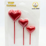 Top Candle Kırmızı 3lü Kalp Mum 580