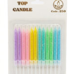 Top Candle Kısa Makaron Simli Doğum Günü Mumu 250