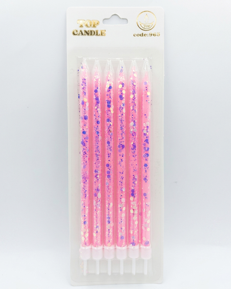 419 Top Candle Pembe Simli Doğum Günü Mumu 965 - Görsel 1