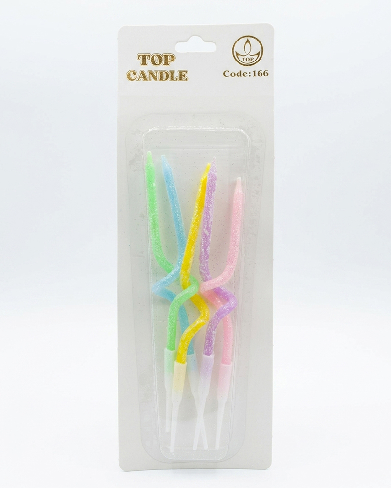 420 Top Candle Spiral Renkli Simli Doğum Günü Mumu 166 - Görsel 1