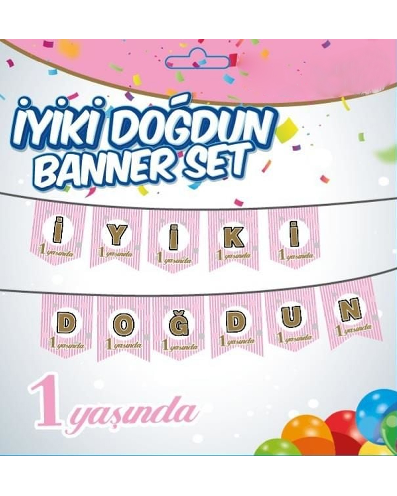 428 Yazı Banner 1 Yaş Pembe - Görsel 1