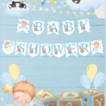 Toptan Baby Shower Mavi Dekor Banner Uzar Süs