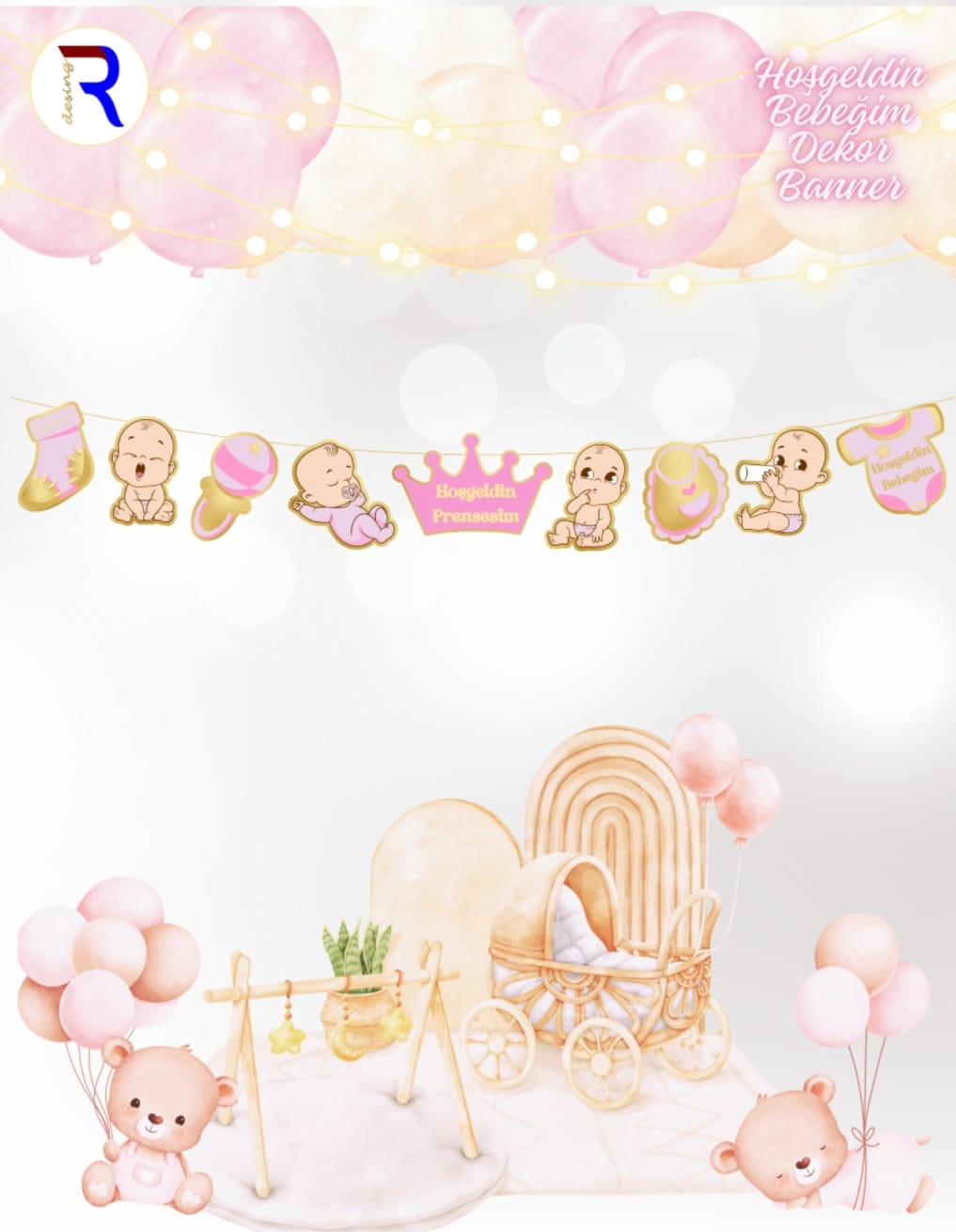 Toptan-Hos-Geldin-Bebegim-Pembe-Dekor-Banner.jpeg Toptan Hoş Geldin Bebeğim Pembe Dekor Banner - Görsel 1