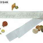 Kuşak Taşlı Happy Birtday Beyaz Gümüş
