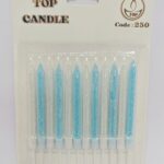 Toptan Top Candle Kısa Mavi-Beyaz Simli Doğum Günü Mumu