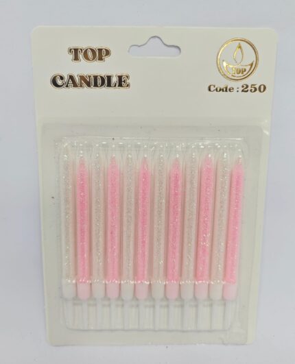 Toptan Top Candle Kısa Pembe-Beyaz Simli Doğum Günü Mumu