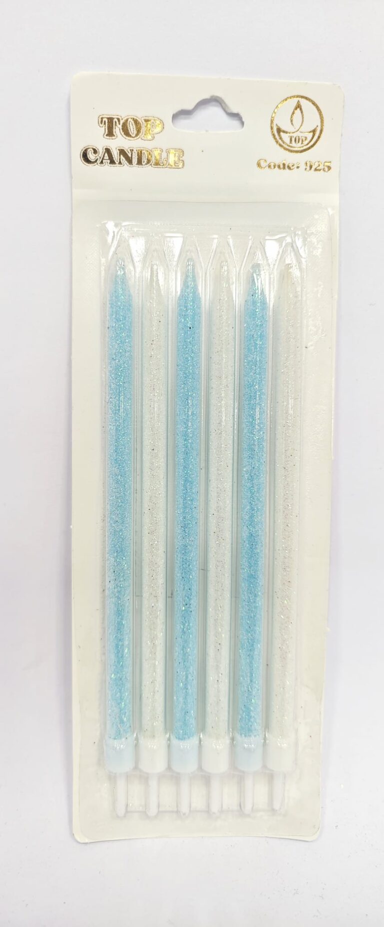 Toptan Top Candle Mavi-Beyaz Simli Doğum Günü Mumu