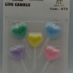 Rima Life Candle 5 Renkli Kalpli Simli Doğum Günü Mumu 575