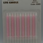 Rima Life Candle Kısa Pembe-Beyaz Simli Doğum Günü Mumu 250