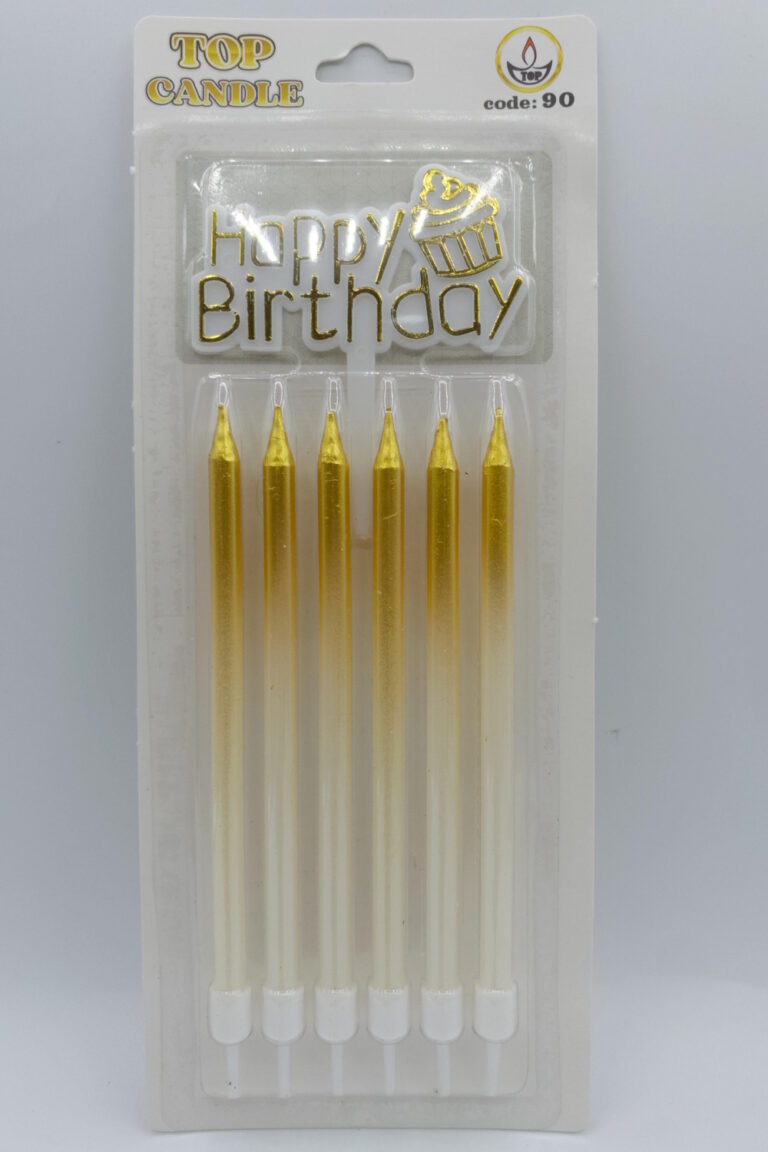 Top Candle Altın Beyaz Doğum Günü Mumu 90