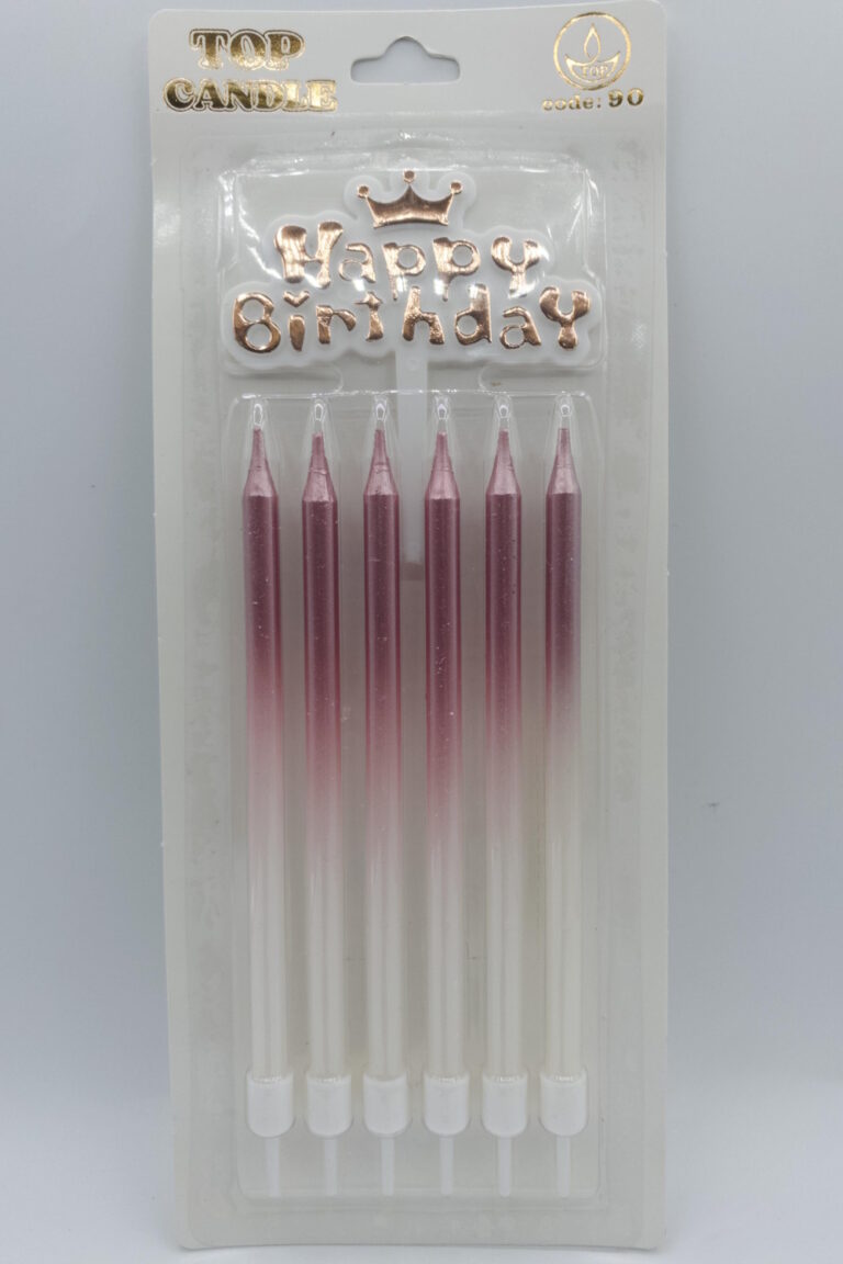 Top Candle Fuşya Beyaz Doğum Günü Mumu 90