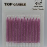 Top Candle Fuşya Simli Doğum Günü Mumu 260
