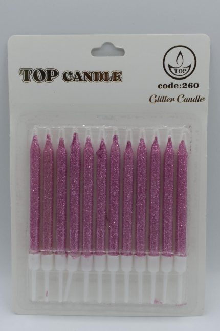 Top Candle Fuşya Simli Doğum Günü Mumu 260