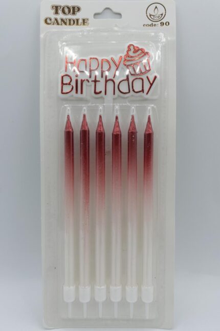 Top Candle Kırmızı Beyaz Doğum Günü Mumu 90