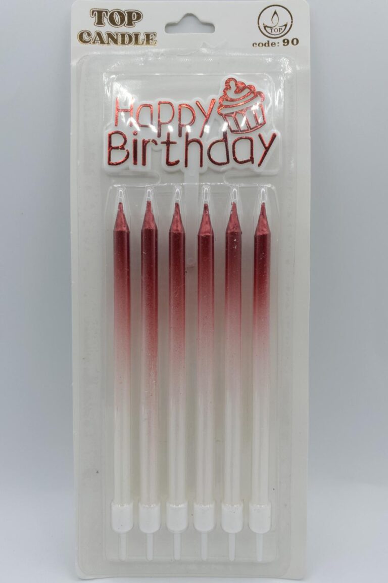 Top Candle Kırmızı Beyaz Doğum Günü Mumu 90