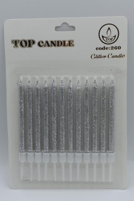 Top Candle Kısa Gümüş Simli Doğum Günü Mumu 260