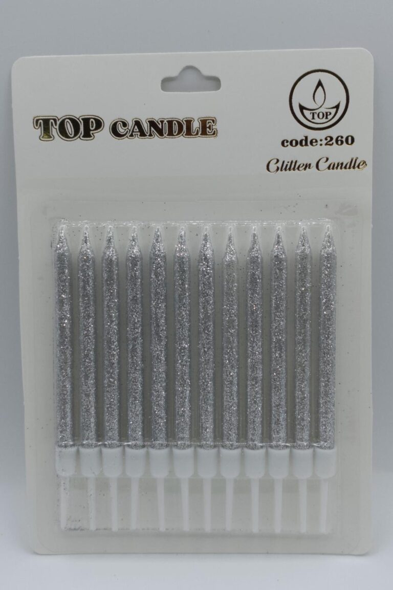 Top Candle Kısa Gümüş Simli Doğum Günü Mumu 260