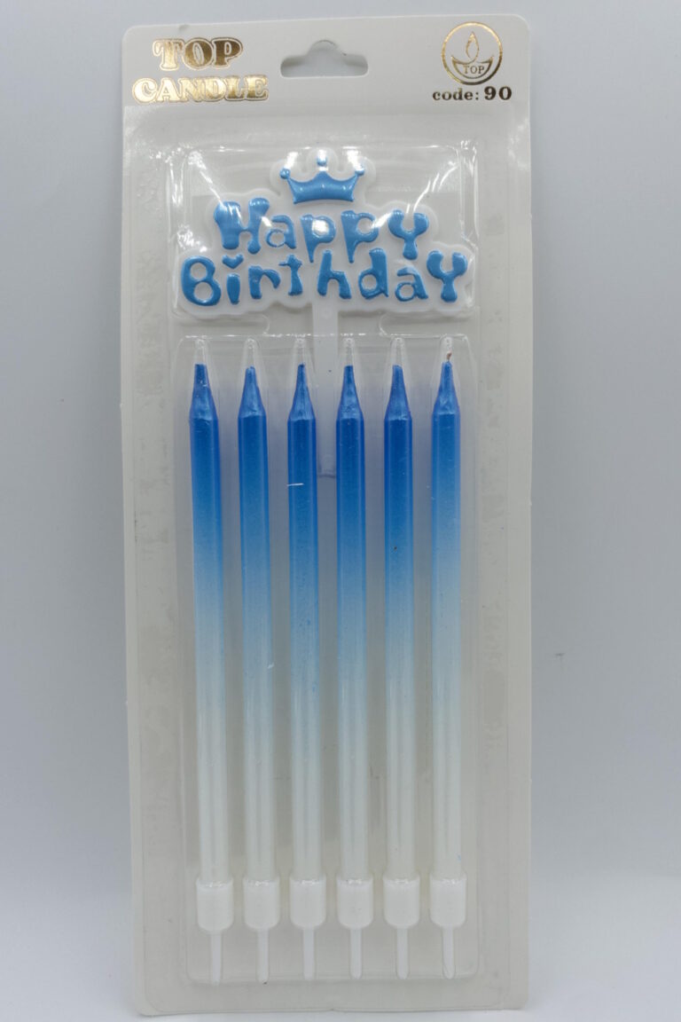 Top Candle Mavi Beyaz Doğum Günü Mumu 90
