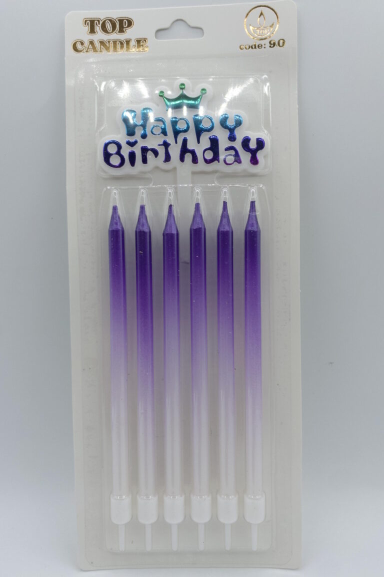 Top Candle Mor Beyaz Doğum Günü Mumu 90