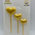 Top Candle Altın 3lü Kalp Mum 580