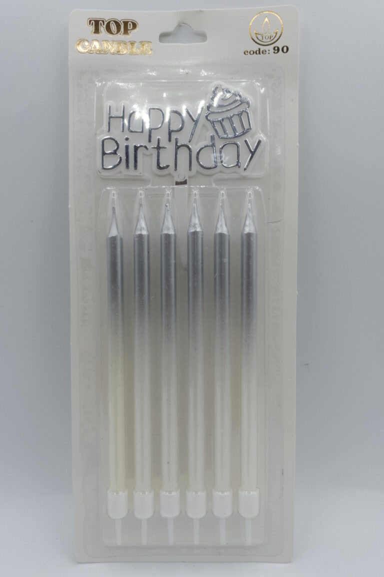 Top Candle Gümüş Beyaz Doğum Günü Mumu 90
