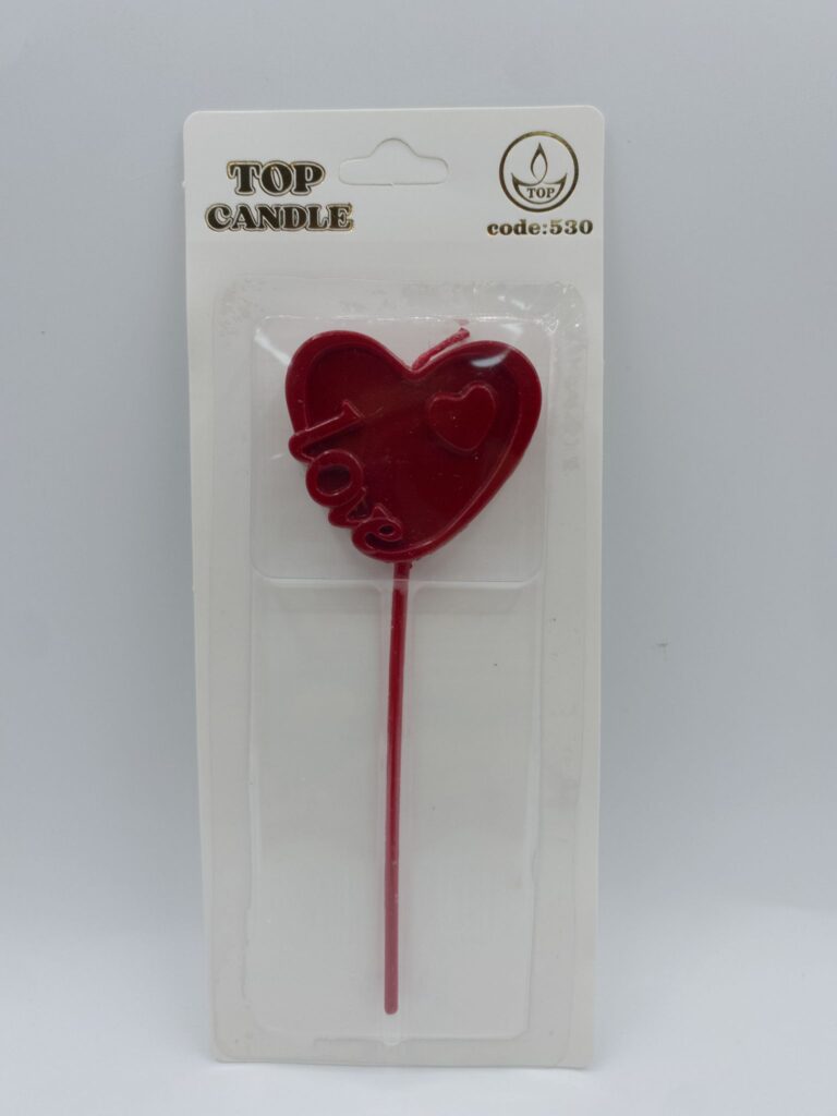 Top Candle Kırmızı Tekli Kalp Mum 530