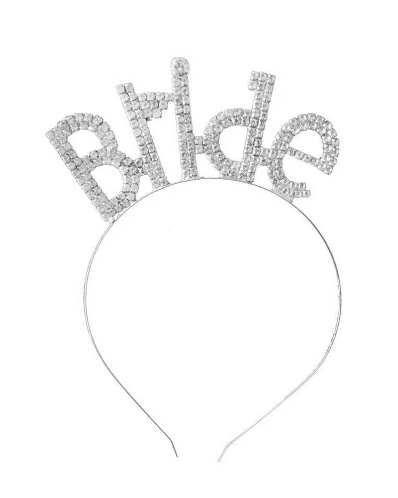 100 Bride Büyük Yazılı Gümüş Taşlı Taç - Görsel 1