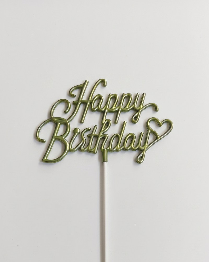 58 Happy Birthday Küf Yeşili Pasta Üstü Mika x10 - Görsel 1