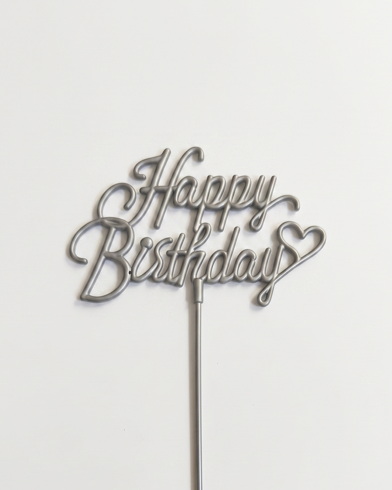 59 Happy Birthday Gri Pasta Üstü Mika x10 - Görsel 1
