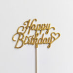 Happy Birthday Parlak Gold Pasta Üstü Mika x10