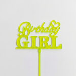 Birthday Girl Neon Yeşil - Yeşil Çubuk Pasta Üstü Mika x10