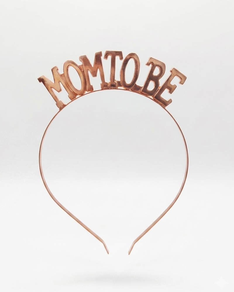 87 Mom To Be Rose Gold Metal Taç - Görsel 1