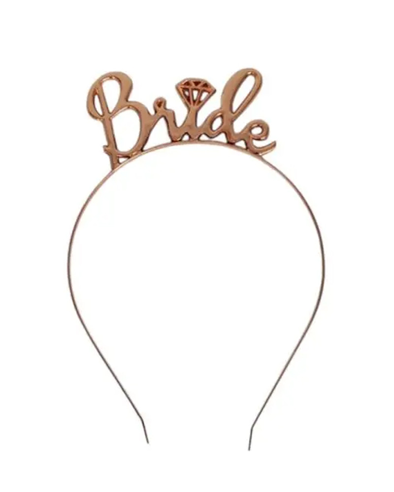 96 Bride Rose Gold Metal Taç - Görsel 1