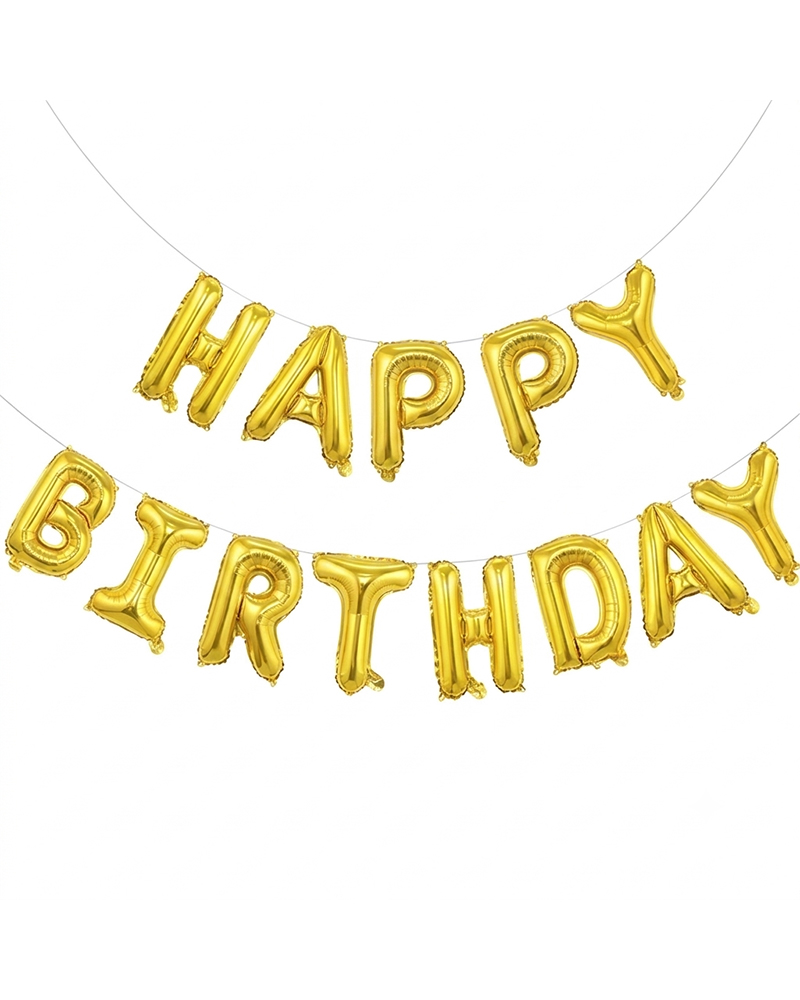 153 Happy Birthday Gold Folyo Balon Seti ES-73 - Görsel 1