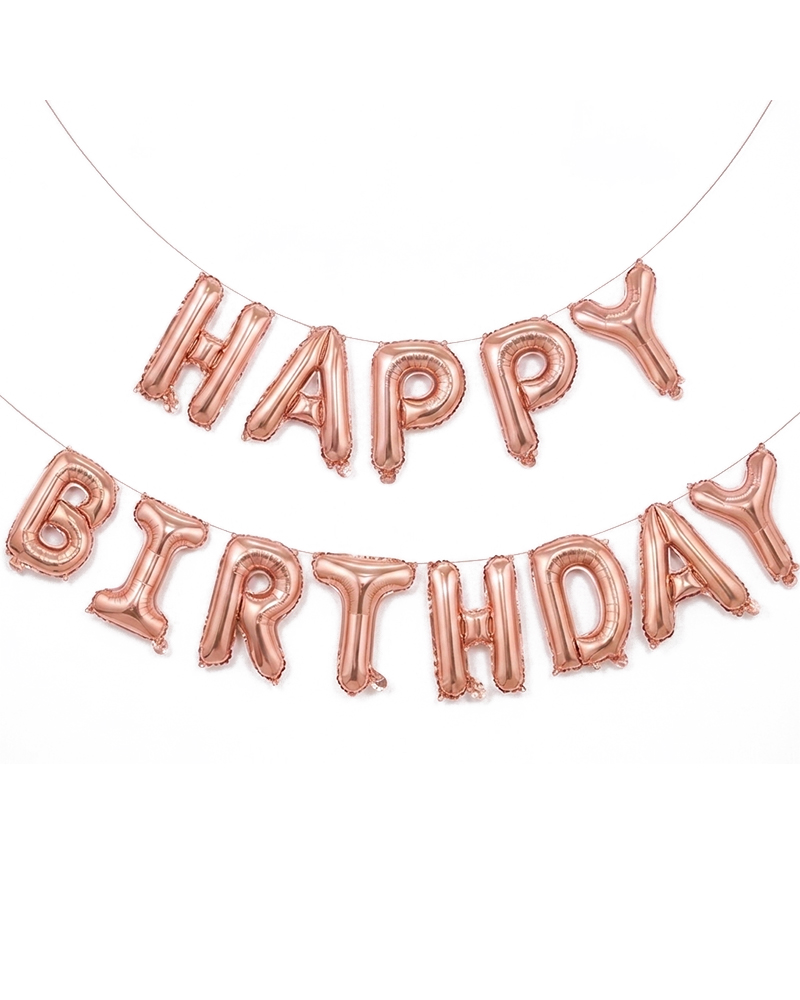154 Happy Birthday Rose Gold Folyo Balon Seti ES-73 - Görsel 1